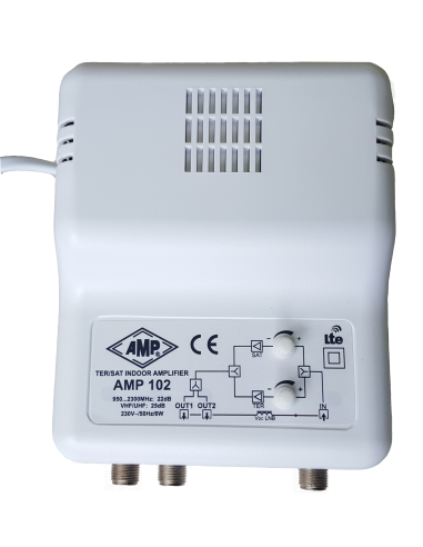 AMP102 Amplificador interior SAT+TV terrestre (LTE) 1 entrada 2S