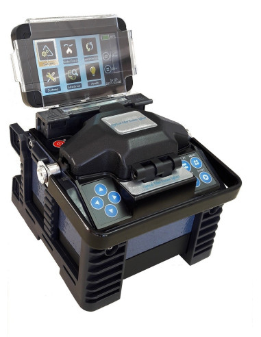 AMP948 Fusionadora de alta precisión de fibra óptica con holder para conectores. Incluye cleaver y accesorios
