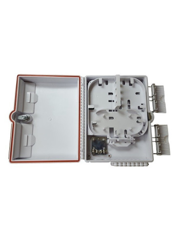 AMP932 Caja de empalme y distrib. interior 2p entrada / 16p salida, capacidad 12 fusiones + 16 adap. SC (no incl.) 304x236x104mm