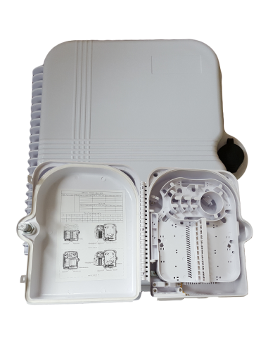 AMP933 Caja de empalme y distrib. interior 3p entrada / 24p salida, capacidad 24 fusiones + 24 adap. SC (no incl.) 313x274x114mm
