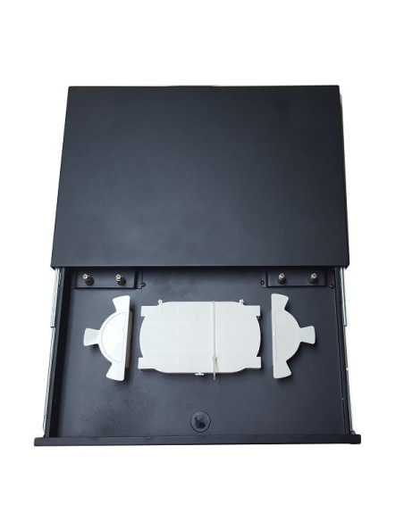 AMP938 Bandeja deslizante para rack 19" 4p Entrada/Salida, capacidad 24 fusiones + 24 adap. SC (no incl.) 443x300x45mm