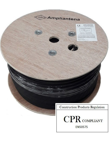 AMP566 Cable UTP Cat6 PE Negro, 305m, CPR Euroclass Fca