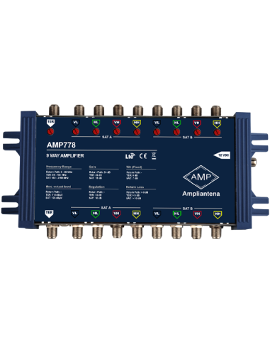 Amplificador 9 entradas para multiswitch