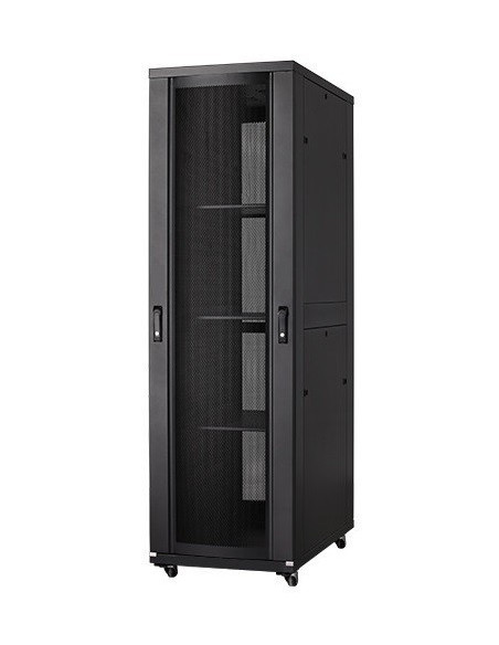 Rack au sol 19" 42U 2050x800x1000mm, porte battante, 3 portes grillagées et 4 ventilateurs