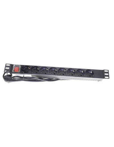 Shucko 19" 1U 8 tomas DIN on/off