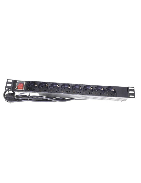 Shucko 19" 1U 8 tomas DIN on/off