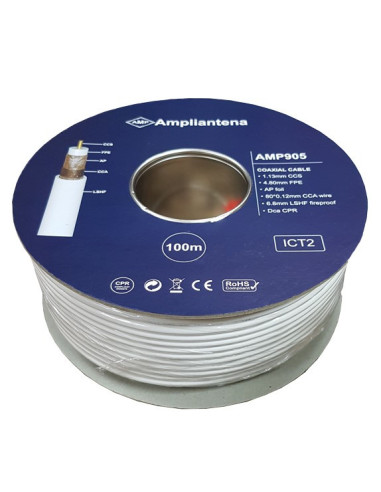 Câble coaxial CCS blanc LSHF CPR Dca 100m
