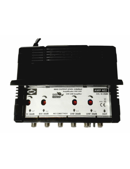 Amplificateur multibande ABS 4 entrées / 30dB (BI+FM / BIII+DAB / 2 UHF) 118dBuV LTE
