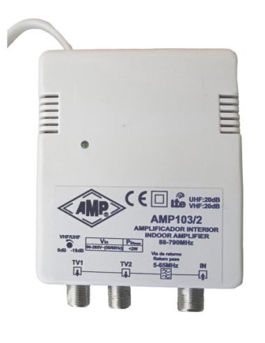 Amplificador interior TDT 20dB con canal de...