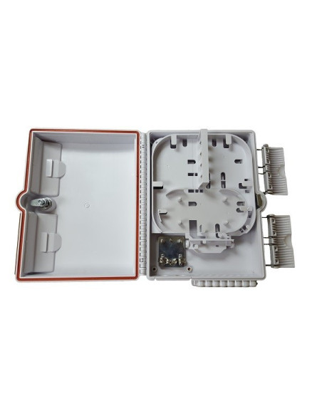 Caja de empalme y distribución IP65 2p entrada / 16p salida, capacidad 12 fusiones + 16 adaptadores SC - 304x236x104mm