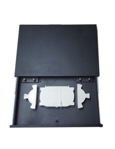 AMP938 Bandeja deslizante para rack 19" 4p Entrada/Salida, capacidad 24 fusiones + 24 adap. SC (no incl.) 443x300x45mm 2