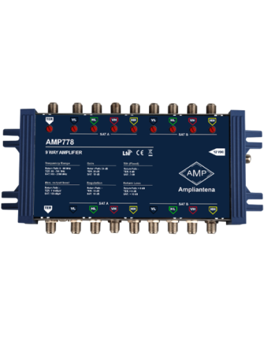 Amplificador 9 entradas para multiswitch