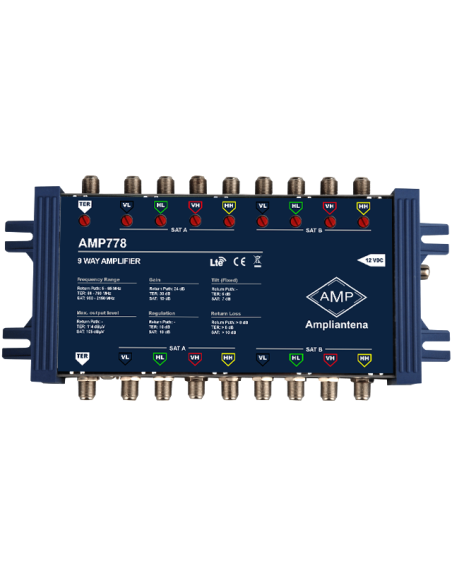 Amplificador 9 entradas para multiswitch