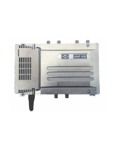 AMP406 Central blindada cubierta zamak 4 Entradas/40dB (BI+FM/BIII+DAB/2 UHF) 128dBuV "LTE"