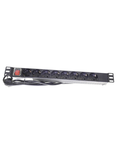 AMP644 Shucko 19" 1U 8 tomas DIN on/off